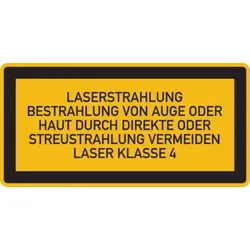 König Werbeanlagen Hinweisschild, Laserstrahlung Klasse 4, sichtbare Strahlung - 52x26 mm Folie selbstklebend