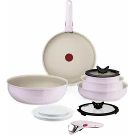 Tefal Ingenio Serenity Kochgeschirr, 11-teilig, Komplett-Edition, Antihaftbeschichtung, Induktion, stapelbar, Pink Clay, L830SB04
