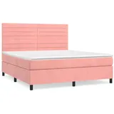 vidaXL Boxspringbett mit Matratze Rosa 160x200 cm Samt