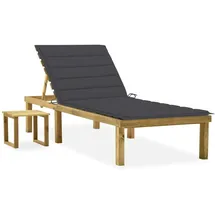 vidaXL Garten-Sonnenliege mit Tisch und Auflage Kiefer Imprägniert