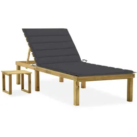 vidaXL Garten-Sonnenliege mit Tisch und Auflage Kiefer Imprägniert