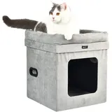 Amazon Basics Faltbares Katzenhaus, 38 x 38 x 43 cm, Grau