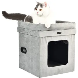 Amazon Basics Faltbares Katzenhaus, 38 x 38 x 43 cm, Grau