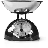 Nedis KASC110BK Küchenwaage analog – Metall – Schwarz, Edelstahl 248 x 248 x 215