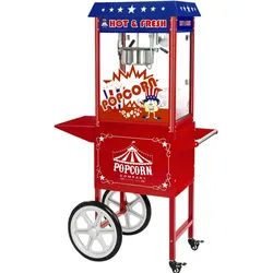 Royal Catering Popcornmaschine mit Wagen - 1600 W - 5 kg/h - USA-Design - rot -