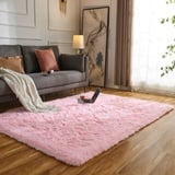 Evitany Teppich Schlafzimmer, Super Weiche Zottelig Teppich, rutschfeste Hochflor Teppich für Esszimmer,Dickes Waschbarer Teppich Wohnzimmer, Büro, Lounge Teppich (Rosa, 140x200 cm)