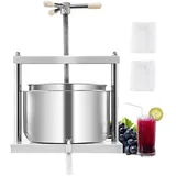 Vevor Obstweinpresse Entsafter Obstmühle (12 L) mit 2 Edelstahlfässer, manueller Entsafter Apfelweinpresse Apfelpresse Traubenpresse Olivenölpresse Saftpresse mit dreieckigem Griff für die Küche