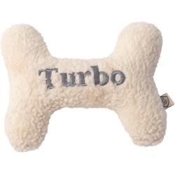 Personalisierter Hundeknochen Teddy I Beige (Farbe: Weiß)