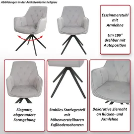 MCW Esszimmerstuhl MCW-L80, Küchenstuhl Polsterstuhl Stuhl mit Armlehne, drehbar, Metall Stoff/Textil ~ creme-beige