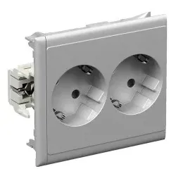 Schneider Electric 5940013 Schukosteckdose CYB-PS 37grad Slave 2-fach 16A/250V anreihbar Master/Slave Alumi