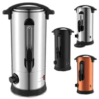 Eikuavons Glühweinkocher 10L Edelstahl inkl. 10 Becher | 1500W Heißgetränkespender mit Thermostat 30–110°C, Warmhaltefunktion, Wasserstandsanzeige & Tropfhahn, Silber