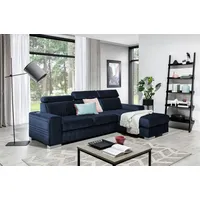 Fun Möbel Ecksofa Ecksofa Schlafsofa NOLAN XS inkl. USB-Anschluss, inkl. Bettkasten, Kopfteil verstellbar, Rundumbezug, inkl. USB-Anschluss blau