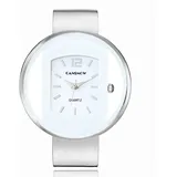 CANSNOW Spangenuhr Damen – Sphärische Damenuhr Elegante Uhr Damen Uhr stilvolle Uhren als Armbanduhr (Silber-Weiß)