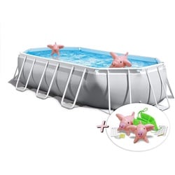 Intex Prism Frame Oval Pool 503x274x122cm + aufblasbare Schwimmtiere