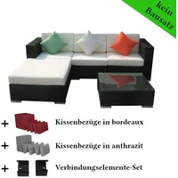 LinJa Poly Rattan Gartenmöbel Houston schwarz Alu Garnitur Lounge Garten Sitzgruppe Gartenset