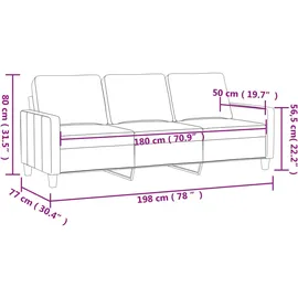 vidaXL 3-Sitzer-Sofa Dunkelgrau 180 cm Samt