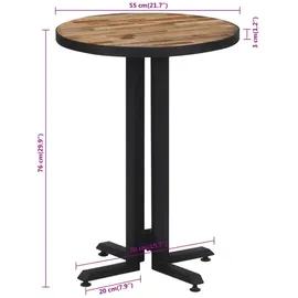 vidaXL Bistrotisch Rund Ø55x76 cm Recyceltes Massivholz Teak