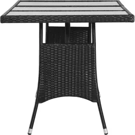vidaXL Gartentisch Schwarz 170x80x74 cm Poly Rattan