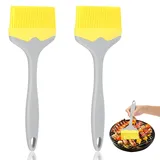 MBAIYO 2 Stück Extra Großer Silikon Backpinsel, 10cm Extra Breiter Backpinsel Hitzebeständiger Grillpinsel zum Kochen Backen Grillen BBQ Kochpinsel Küchenpinsel zum Saucen Butter Öl Marinaden (gelb)