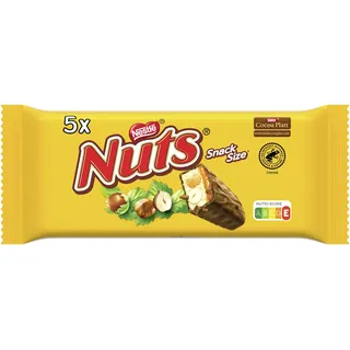 Nestlé NUTS, Haselnuss Schokoriegel mit Karamellfüllung, ganze Haselnüsse und leckere Candy Creme, ummantelt mit Milchschokolade, 1er Pack (5x30g)