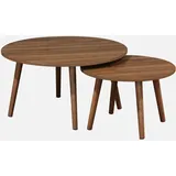 sweeek Set aus 2 runden Couchtischen Braun Kiefer 70 x 38 cm