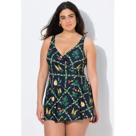 Ulla Popken Damen Badekleid, Bügel-Softcups, Träger verstellbar, recycelt schwarz DE 50 / FR 50 (UK 22)