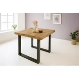Esstisch 80x80cm Mangoholz gerade Kante U-Gestell schwarz RIO - Braun/Naturbelassen