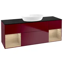 Villeroy & Boch Finion Waschtischunterschrank GD02PCHB 120cm, Abdeckplatte black matt, Emotion, Regale Oak Veneer, Peony Matt