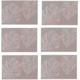 Zeller Platzset ZELLER PRESENT, lila (pflaume), B:30cm L:45cm Ø:54cm, Platzsets, modernes Monstera Blätter Design, 6-teilig, Kunststoff, 30x45 cm