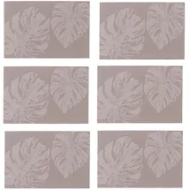 Zeller Platzset ZELLER PRESENT, lila (pflaume), B:30cm L:45cm Ø:54cm, Platzsets, modernes Monstera Blätter Design, 6-teilig, Kunststoff, 30x45 cm