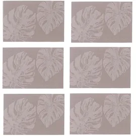 Zeller Platzset ZELLER PRESENT, lila (pflaume), B:30cm L:45cm Ø:54cm, Platzsets, modernes Monstera Blätter Design, 6-teilig, Kunststoff, 30x45 cm