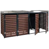 Mendler Mülltonnenverkleidung HWC-K14 124 x 265 cm braun