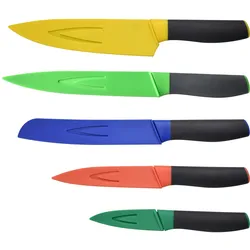 Benetton - Set mit 5 Küchenmessern mit Etui/Schutz