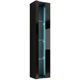 Mirjan24 Hängevitrine, Schwarz, Schwarz Hochglanz, Holzwerkstoff, Rechteckig, 40x180x30 cm, Wohnzimmer, Wohnwände, Vitrinenschränke