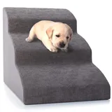 Verla Hundetreppe für Kleine Hunde, 3 Stufen Hochdichtem Schwamm Hunde Treppe für Sofa Bett Hunderampe Abnehmbarem, Waschbarem Bezug und Rutschfestem Boden 60x40x40cm