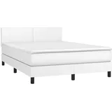 vidaXL Boxspringbett mit Matratze Weiß 140x200 cm Kunstleder - Weiß