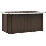 IKAYAA Gartenbox aus Metall Groß Garten Auflagenbox XXL Garten Aufbewahrungsbox Gartenbox Kissenbox Gerätebox Gartentruhe für Gartengeräten Poolzubehör Spielzeug 129 x 67 x 65 cm Braun