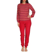 RELAX by Normann Frottee Pyjama gestreift Rot 40/42