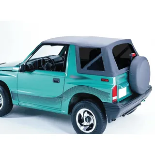 Ersatzverdeck Verdeck schwarz mit getönten Scheiben kompatibel mit Suzuki Vitara (1988 bis 2004) Hakenbefestigung vorne