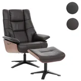 MCA Furniture MCA Relaxsessel + Hocker HWC-N57, Fernsehsessel Liegesessel, Holz Echtleder - braun
