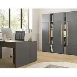 furn.design Aktenschrank Set Center grau Wotan Eiche 3x Schrank groß 5) OH 25 Fächer, Rechteckig, 190x200x40 cm