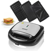 OZAVO Sandwichmaker 3-in-1 Sandwichmaker - Sandwiches, Waffeln, und Paninis, Antihaftbeschichtete, austauschbare Platten, 750W
