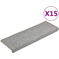 vidaXL Teppich-Treppenstufen 15 Stk. 65x21x4 cm Hellgrau