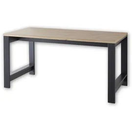 Stella Trading JASMIN Schreibtisch in Graphit, Artisan Eiche Optik - Bürotisch Computertisch mit großer Arbeitsfläche - Landhausstil Büromöbel Komplettset - 160 x 76 x 80 cm (B/H/T)