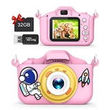 Kinderkamera, Miiepls Kinder Kamera 1080P HD 32GB SD-Karte Selfie Digitalkamera Kinder Fotoapparat Kinder für 3-12 Jahre Weihnachten Geburtstag Spielzeug Geschenke (Rosa)