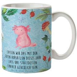 Mr. & Mrs. Panda Tasse Axolotl Glücklich – Eisblau – Geschenk, Keramiktasse, Kaffeebecher, G, Keramik blau