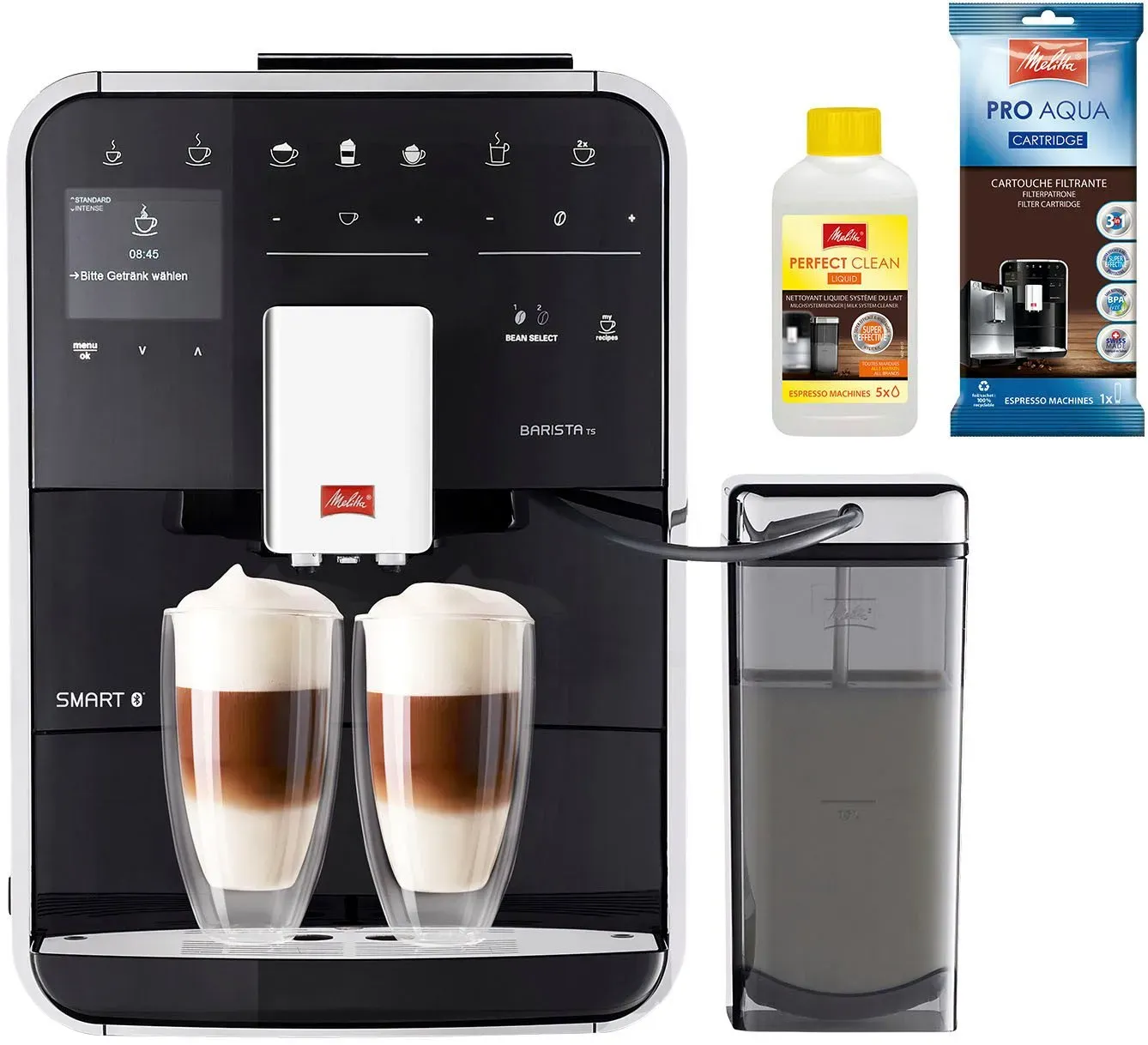Melitta Kaffeevollautomat Barista TS Smart® F850-102, schwarz, 21 Kaffeerezepte & 8 Benutzerprofile, 2-Kammer Bohnenbehälter schwarz