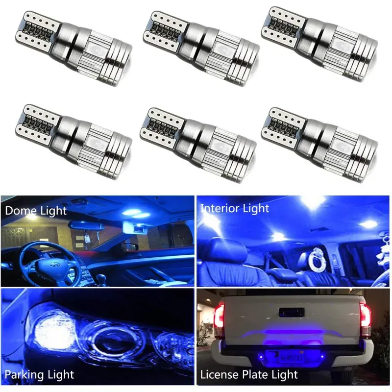 LED-Lampen für Standlicht, T10 W5W, 6 SMD-LED, Canbus, 12V, blaues Licht