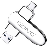 DIDIVO USB C Stick 256GB USB C Flash Laufwerk 2 in 1 USB 3.0 Typ C Speicherstick OTG USB Stick Pen-Laufwerk Externer Speicher für USB-C-Smartphones, Tablets, Neues MacBook, Laptops,PC (256GB, Silber)