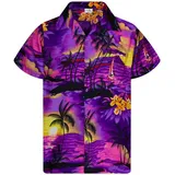 King Kameha Funky Hawaiihemd Kids Kinder Jungs, Kurzarm, Print Surf, Violett, 4 - 4 Jahre